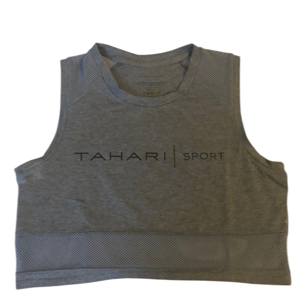 Tahari Sport Women’s Gray‎ Net Crop Top Tank